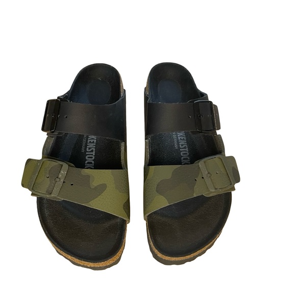 Birkenstock Shoes - Birkenstock Black and Green Camouflage Sandals